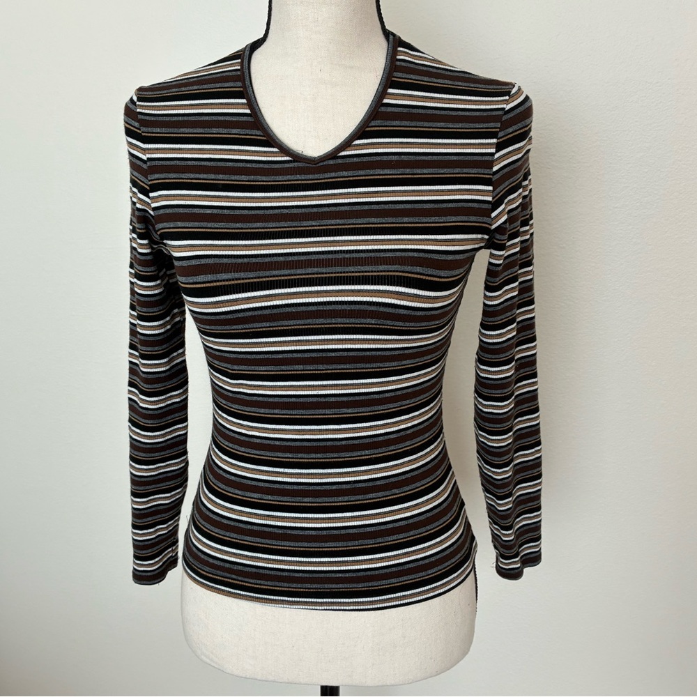 Vintage 90s Express Striped Stretchy Fitted Tee